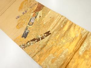 秋草に笛模様織出し袋帯